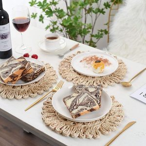 Sets de table ronds tressés en rotin naturel, napperons creux en osier pour table de salle à manger et de cuisine, idéaux pour les fêtes - Product Image 2