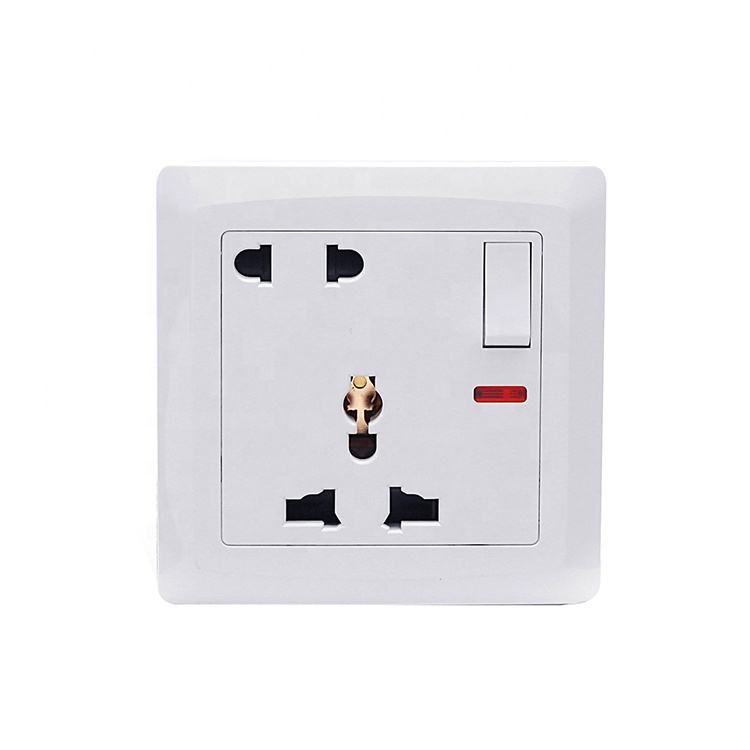 VNX Wall Socketed Switch 5pin Electrical Socket 16A Universal Outlet Wall Switch With Neon