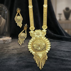Juego de Collar y Pendientes de Moda para Mujer con Diseño Floral, Chapado en Oro Micro de 14K, 18K, 24K, Venta al por Mayor - Product Image 3