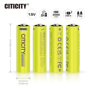 CITICITY Travel Essential AA PRO แบตเตอรี่แบบชาร์จไฟได้, ค่าการคายประจุเองต่ำ 1.5V 2000mAh ลิเธียมไอออนความจุสูง - Product Image 1