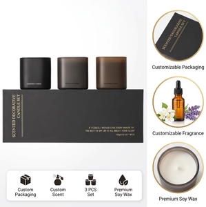 Ensemble de 3 bougies parfumées <span class=keywords><strong>en</strong></span> cire de soja de luxe, parfum longue durée, décoration d'intérieur pour mariage, anniversaire, cadeau de fête - Product Image 1