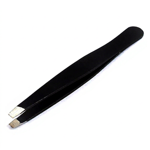 OdontoMed 2011 Pinzas Profesionales de Precisión para Cejas de Acero Negro con Punta Inclinada Antiestática y Ecológicas para Depilación y Maquillaje - Product Image 1