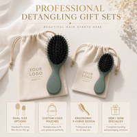 Ensemble de 2 brosses démêlantes personnalisées avec logo, brosse ergonomique en forme de S avec pochette personnalisée grande et petite pour les voyages et la maison