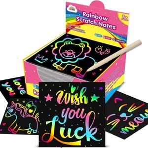 100 cartes à gratter magiques pour enfants, jouet artistique, artisanat, tableau de dessin DIY, notes artistiques colorées, matériau écologique - Product Image 3