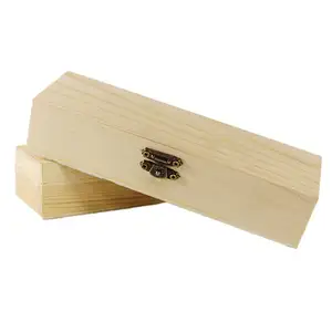 الطبيعي مستطيل الخشب مربع DIY خشبية صناديق أقلام