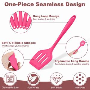 LA 11 Piece <b>Silicone</b> Cooking Utensils Set Non <b>Stick</b> Heat Resistant Kitchen Tools With Hanging Holes Free Wholesale - Product Image 3