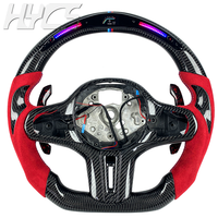 Volant personnalisé en fibre de carbone avec cuir rouge, LED et palettes de changement de vitesse pour BMW G20 G21 G22 G30 G38 G42 M2 M3 M4 M340i M8