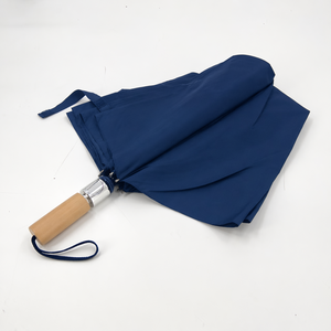 Elegante Paraguas Compacto de Dos Pliegues en Azul Mediterráneo Intenso con Mango de Madera, Ideal para Regalo al Estilo de la <span class=keywords><strong>Riviera</strong></span> Italiana y Uso Diario - Product Image 5