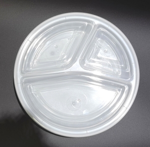 HACAMY 3-Compartment <b>Disposable</b> Round PP Plastic <b>Food</b> <b>Container</b> with Lid Durable Stackable Takeout Box - Product Image 2