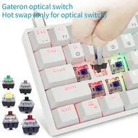 SK61 Keyboard mekanik portabel 60% Gk61, Gateron sakelar optik lampu latar, Keyboard Gaming berkabel portabel untuk PC