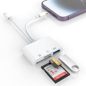 Lettore di Schede SD 3 in 1 Lightning USB C Tipo C per Schede SD TF Adattatore di <span class=keywords><strong>Memoria</strong></span> per iPhone Macbook <span class=keywords><strong>Samsung</strong></span> Huawei Xiaomi - Product Image 2