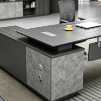 Escritorio Ejecutivo Moderno en Forma de L con Gabinete Lateral, Estación de Trabajo de Lujo para CEO, Muebles de Oficina
