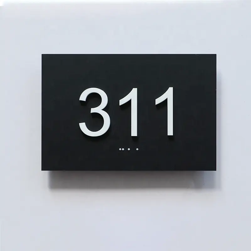 EZD desain sistem tanda Braille Hotel kustom sistem wayfinding Hotel akrilik nomor pintu hotel tanda pintu