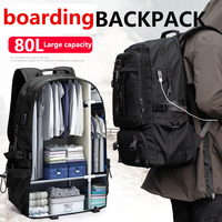 Sac à dos de voyage extra large 80L avec port USB, imperméable, extensible, compartiment à chaussures, sac de randonnée pour hommes, pour le camping