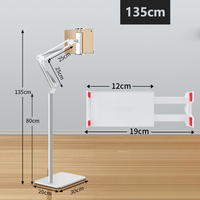 Support de sol rotatif à 360° avec bras flexibles, support universel pour téléphone et tablette de 135 cm, support de lit pliable en aluminium pour téléphone