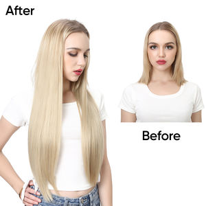 Perruques synthétiques résistantes à la chaleur de 28 pouces en gros, demi-perruque et extensions en U pour femmes, type à clipser - Product Image 2