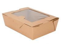 Boîte à salade en carton kraft de qualité alimentaire personnalisée en gros pour les plats à emporter avec fenêtre en PET