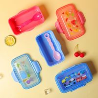 Double bouteille d'eau pour enfants Boîte à lunch en plastique pour micro-ondes Casse-croûte Sandwich Conteneur alimentaire avec porte-bouteille d'eau