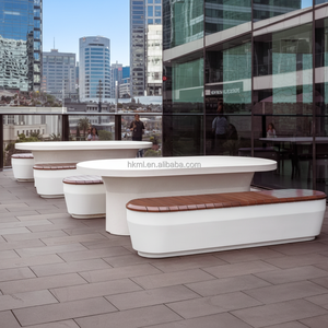 GRC Outdoor Furniture <b>Table</b> Bench <b>Set</b> for Commercial Patio Park & Hotel Lobby-Modern Design Durable Seating - Product Image 6
