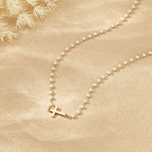 <span class=keywords><strong>Collana</strong></span> <span class=keywords><strong>con</strong></span> Pendente a <span class=keywords><strong>Croce</strong></span> e Catena di Perle per Donne, Gioiello <span class=keywords><strong>con</strong></span> <span class=keywords><strong>Croce</strong></span> Orizzontale in Ottone Placcato <span class=keywords><strong>Oro</strong></span> - Product Image 4