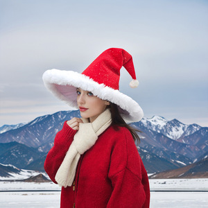 Chapeau de Noël Luling Yaoyao en velours rouge, style Père Noël, brodé, pour les fêtes - Product Image 1
