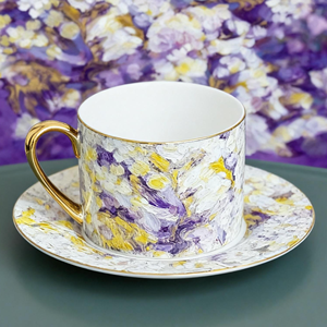 Tazza da caffè tradizionale <span class=keywords><strong>in</strong></span> ceramica turca con manico <span class=keywords><strong>in</strong></span> oro Bone China tazza da tè torna a scuola essenziale artigianale tazze da tè piattini - Product Image 1