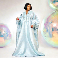 Vêtements africains en tissu jacquard de luxe en gros, robes pour femmes africaines de haute qualité avec garniture en strass, robes élégantes