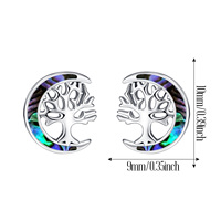 Haute qualité hypoallergénique 925 argent Sterling ormeau coquille lune arbre de vie boucles d'oreilles pour les femmes
