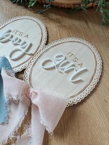 Annonce de <span class=keywords><strong>naissance</strong></span> en bois, événement majeur, révélation de sexe vintage, annonce de grossesse, accessoires photo - Product Image 2