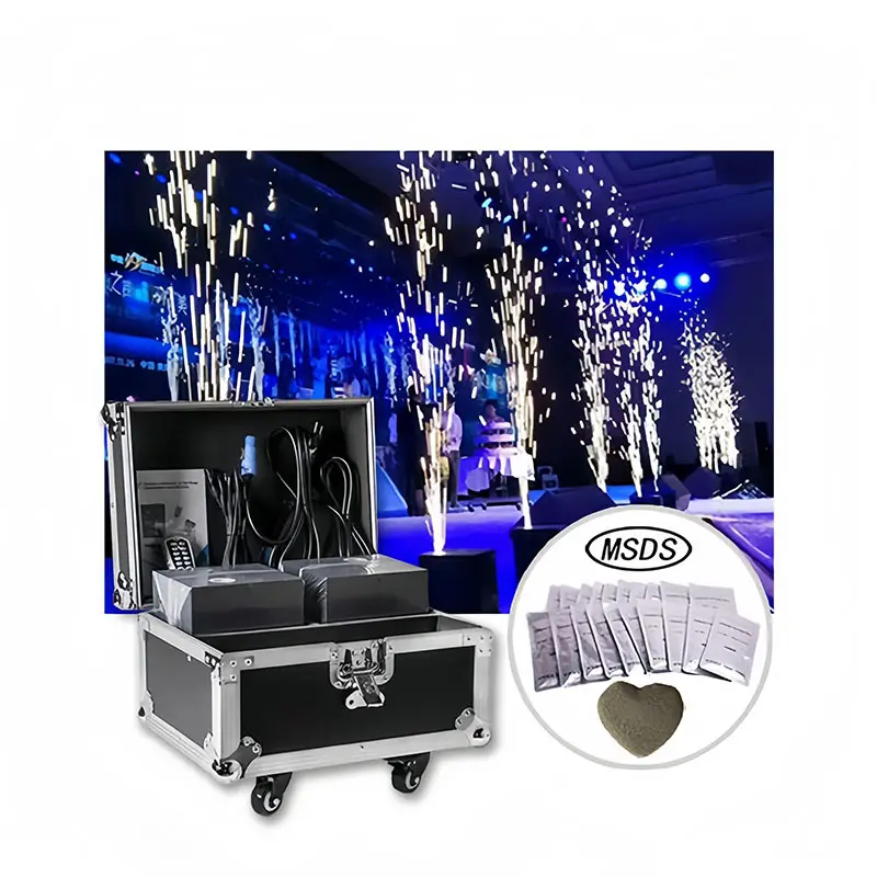 Máquina de faísca fria com efeito de palco DMX 750W para DJs e festas de casamento com estojo de voo