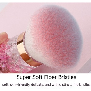 Brosse à poussière pour ongles en nylon avec manche en acrylique souple, rose et blanche, pour enlever la poudre de paillettes, pour la manucure et le nettoyage du maquillage - Product Image 4