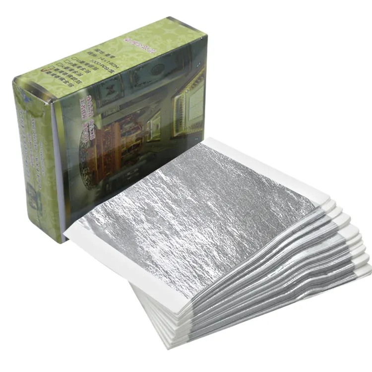 14*14cm Taiwan imitação prata folha folha papel alumínio para casa móveis de teto e metal artesanato decoração