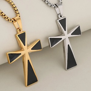 Pendentif croix colorblock en acier inoxydable pour collier chaîne, pour femmes et hommes, breloques de prière, cadeaux, accessoire de bijoux chrétien DIY - Product Image 4