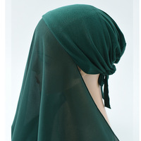 Écharpe Hijab en mousseline de soie de couleur unie femmes avec bandeau antidérapant bandeau Islam Hijabs bandeau respirant turban musulman