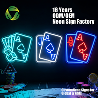 Bond Günstige Spielkarten Neon-Schild Poker Neon-Schilder für Wanddekoration LED Neonlicht Blau Rot Texas Hold 'em Double A Schilder