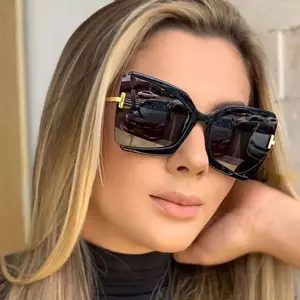 Vintage übergroße Cat Eye Sonnenbrille für Frauen Mode Luxusmarke Legierung Schwarz Braun Sonnenbrille Weiblich Elegant Big Shades Männer