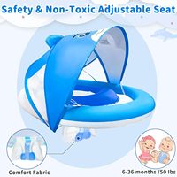 Siège de sécurité réglable à double chambre d'air et pare-soleil à 4 niveaux, flotteur de piscine pour bébé avec auvent, protection solaire UPF 50+, design dauphin