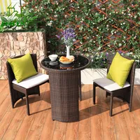 Meubles de patio Ensemble de salle à manger pour petite terrasse Balcon extérieur Café Jardin Rotin Moderne Luxe Ensemble table à manger et chaises pour 2 personnes