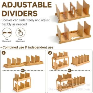 Bamboo Kitchen Storage <b>Rack</b> Multi Compartment <b>Dish</b> Organizer Tidy Tableware Holder for Kitchen Use - Product Image 3