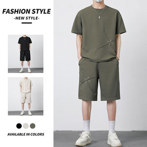 Traje informal personalizado con logotipo para hombre, traje de verano con efecto refrescante, camiseta de manga corta, conjunto deportivo moderno y atractivo. - Product Image 4