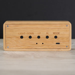 Horloge numérique intelligente en bambou, <span class=keywords><strong>compte</strong></span> <span class=keywords><strong>à</strong></span> <span class=keywords><strong>rebours</strong></span>, affichage de la <span class=keywords><strong>date</strong></span>/semaine/humidité, commande vocale, éclairage LUMINOVA, contemporain - Product Image 4