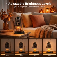 Lampe chauffe-bougie à découpe motif château hanté, avec minuterie automatique 2/4/8H et 4 niveaux de luminosité réglables, pour la décoration d'automne et d'Halloween à la maison