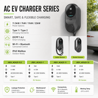 Chargeur de véhicule électrique AC 11 kW 22 kW OCPP Type 1 Type 2 pour la maison et le commerce