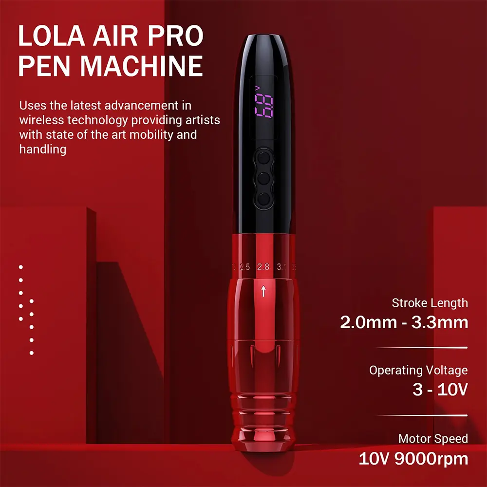 Großhandel EZ POPU Lola Air Pro elektrischer stufenloser einstellbarer Schlag 1000 mAh dauerhafte Make-up-Gerät kabellose PMU rosa Tattoopschreiber