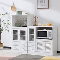 Four à micro-ondes combiné Armoire de cuisine en bois massif avec rangement et tiroirs