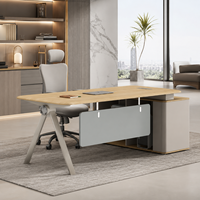 Bureau de direction moderne en bois clair, réglable en hauteur, avec armoire latérale pour bureau de direction