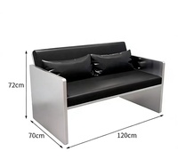 Ensemble de sièges de restaurant modernes et durables en acier inoxydable, avec revêtement en cuir noir, mobilier de salle à manger commercial pour hôtel et hôpital