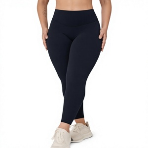 Leggings de yoga pour femmes, taille haute, longueur intégrale, sans couture, couleur noire unie, en spandex et polyester, antibactériens, 220g, extensibles dans quatre directions - Product Image 3