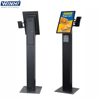 Desktop 15.6/21.5 inci layar sentuh kapasitif kios pemesanan mandiri dengan pemindai kode QR layanan mandiri untuk toko Burger