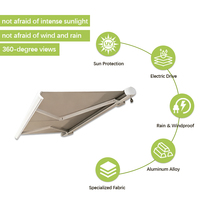 Auvent de balcon rétractable à LED robuste pour patio, pare-soleil extérieur, auvent motorisé pliable